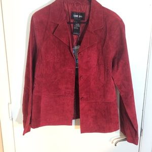 Brandon Thomas Womens Suede Jacket SzL Red Leather